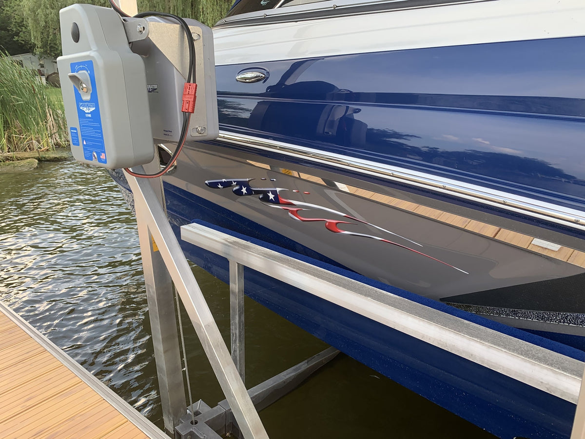 american flag stripe decal on boat